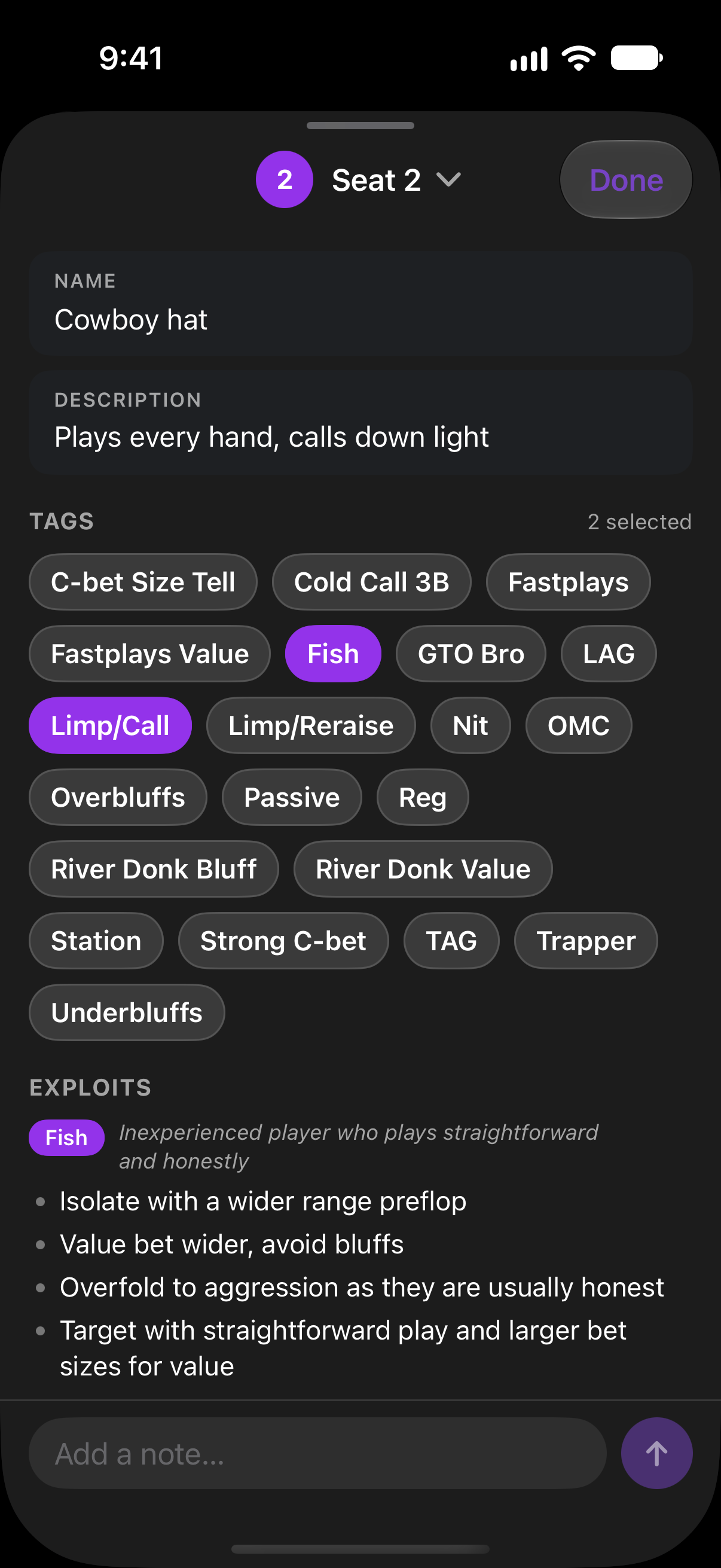 One player tagged Fish and Limp/Call, with the exploits for those tags